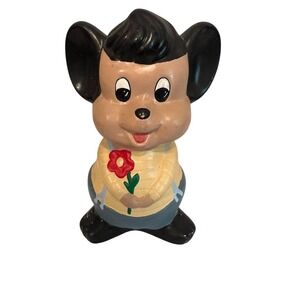 Vintage 1970s Holland Mold Country Farm Mouse Coin Bank ceramic collectible